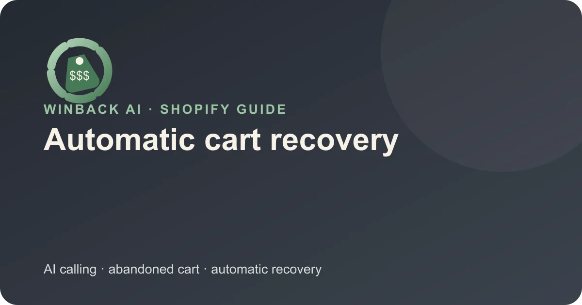 How Automatic Cart Recovery Works on Shopify — Winback AI Shopify guide